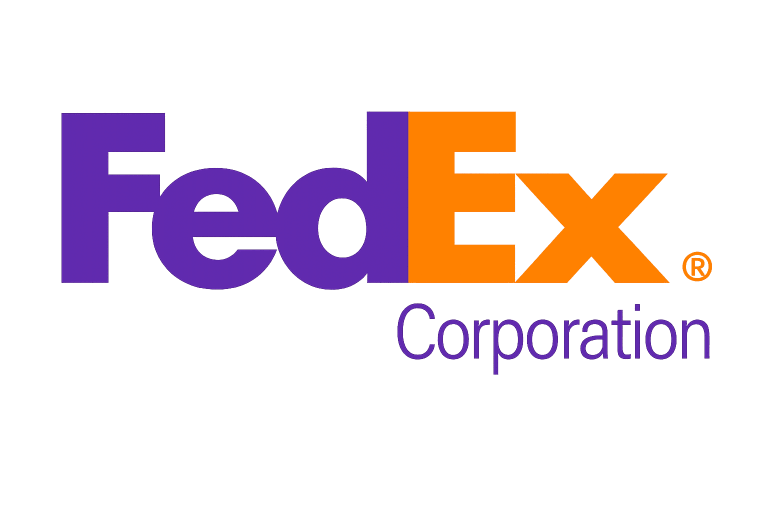 Logotipo oficial de FedEx Corporation, en colores morado y naranja